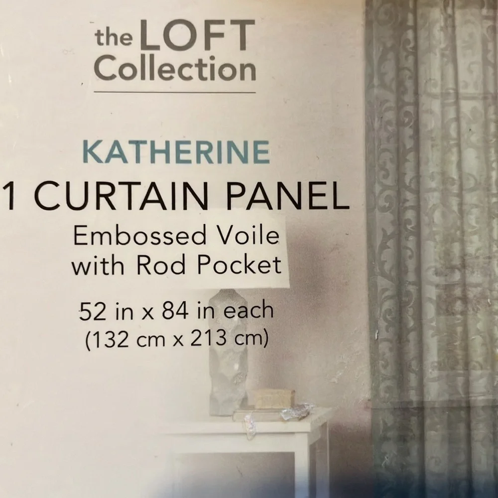🌈 Loft Collection Katherine 1 panel curtain embossed Voile rod pocket “drift”